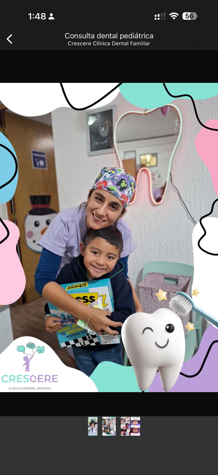 Crescere Clínica Dental — Dra. María Teresa con paciente